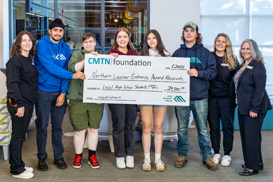 Recipients of the 2025 Northern Learner Entrance Awards pose with representatives from CMTN