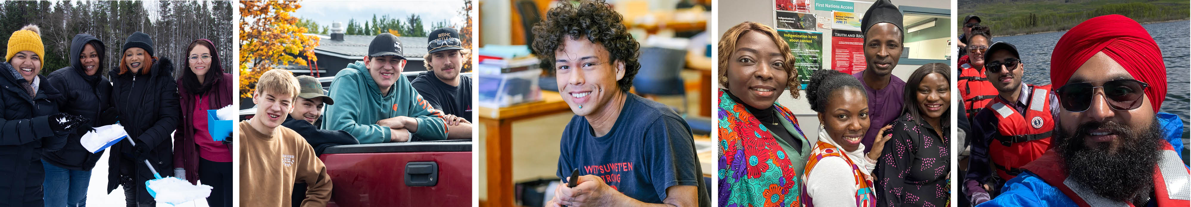 Photo collage of students on campus