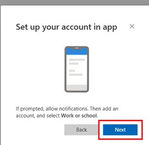 After installing the app on your phone, return to your browser and click “Next” twice.