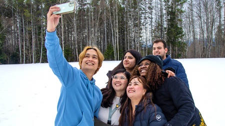 students taking a group photo